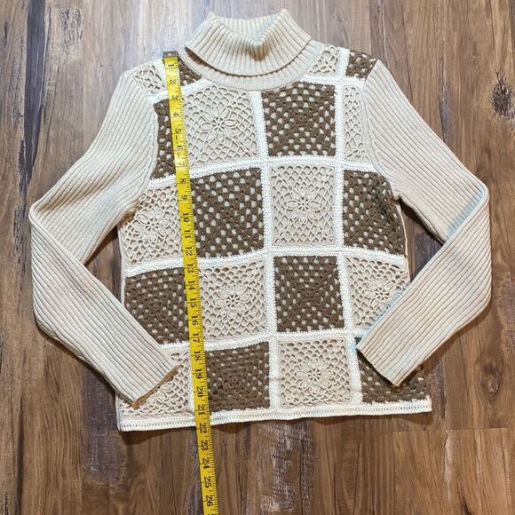 Vintage Liz Claiborne Crochet Ribbed Turtleneck Sweater - Picture 5 of 8